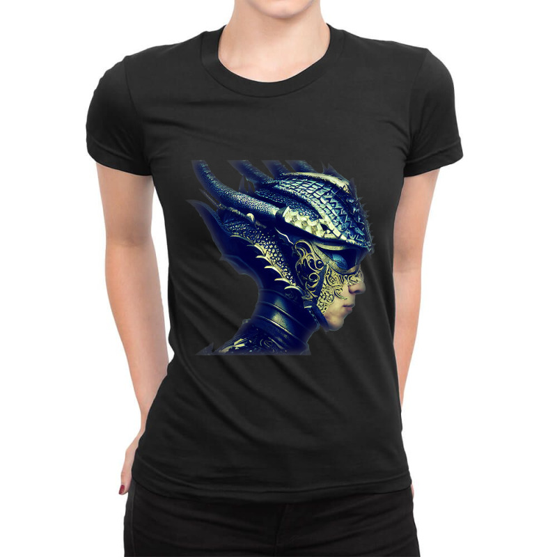 Dragon A Knight Wearing Goldfiligree Armor Ladies Fitted T-Shirt by whoretacarpal | Artistshot