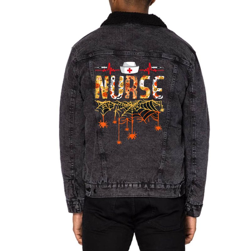 Nurse Halloween Costume Stethoscope Heartbeat Pump Unisex Sherpa-lined Denim Jacket | Artistshot