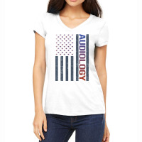 American Flag Audiology Audiologist Stars Women's V-neck T-shirt | Artistshot