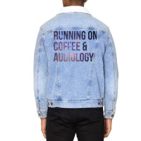 Awesome And Funny Running On Coffee And Audiology Unisex Sherpa-lined Denim Jacket | Artistshot