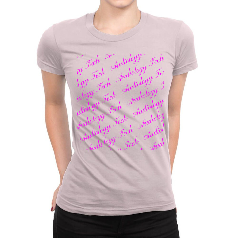 Audiology Tech Repeating Pattern In Pink Gift Ladies Fitted T-Shirt by bozallouzau | Artistshot