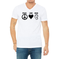 Peace Love Hear Boy V-neck Tee | Artistshot