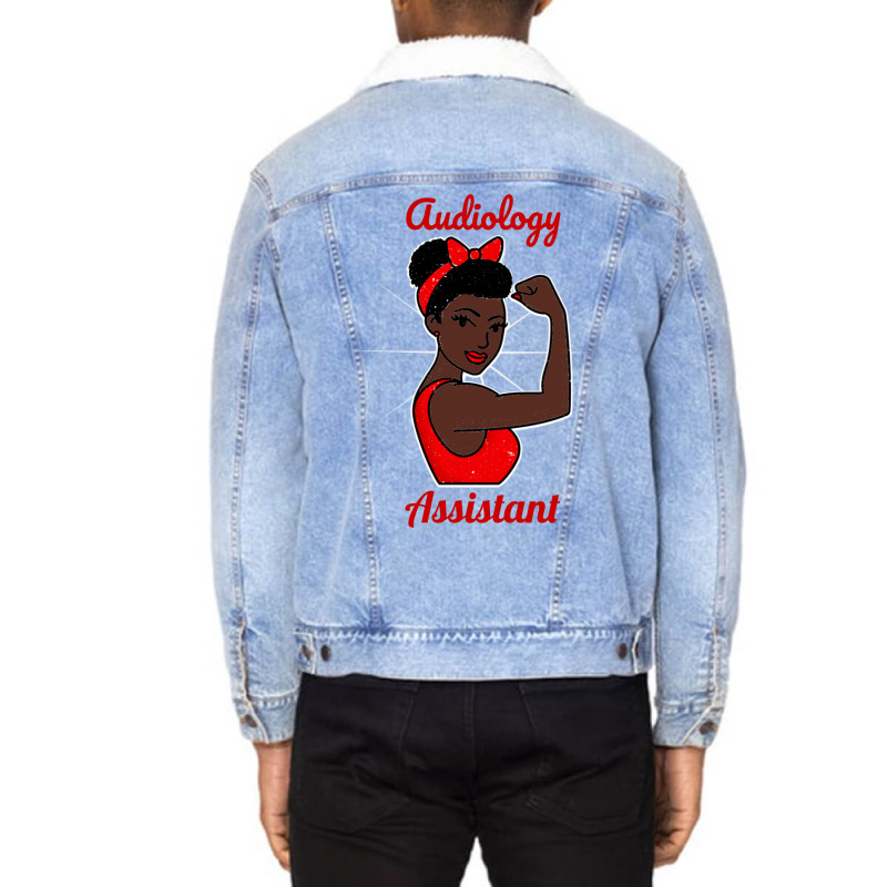 Audiology Assistant Black Woman Strong Retro Vinta Unisex Sherpa-Lined Denim Jacket by lovaszzhgabid | Artistshot