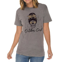 October Girl Skeleton Skull Face Leopard Halloween Vintage T-shirt | Artistshot