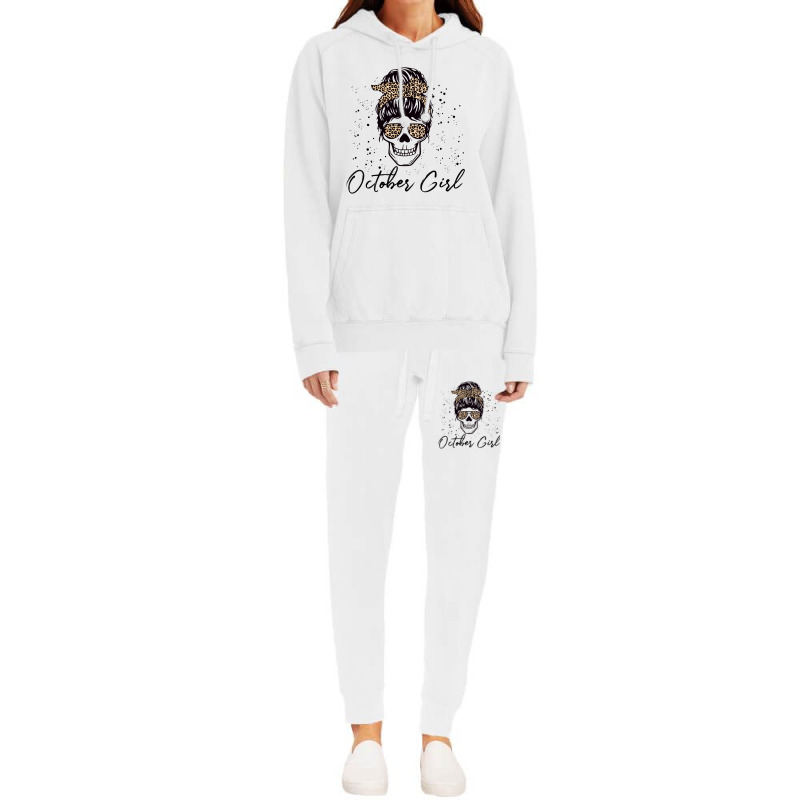 October Girl Skeleton Skull Face Leopard Halloween Hoodie & Jogger Set | Artistshot