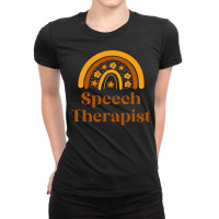 Speech Therapist Boho Rainbow Casual Design Ladies Fitted T-shirt | Artistshot