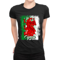 Wales Dragon National Symbol With The Welsh Flag C Ladies Fitted T-shirt | Artistshot