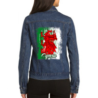 Wales Dragon National Symbol With The Welsh Flag C Ladies Denim Jacket | Artistshot