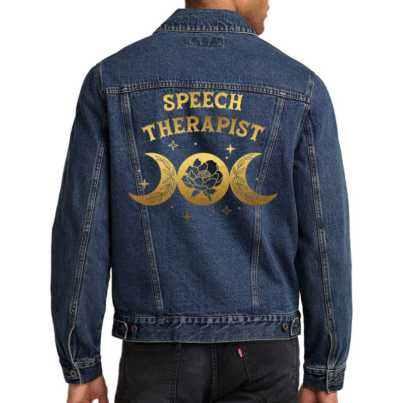 Speech Therapist Boho Moon Wild Rose Golden Design Men Denim Jacket by lovaszzhgabid | Artistshot