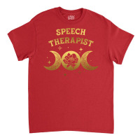 Speech Therapist Boho Moon Wild Rose Golden Design Classic T-shirt | Artistshot