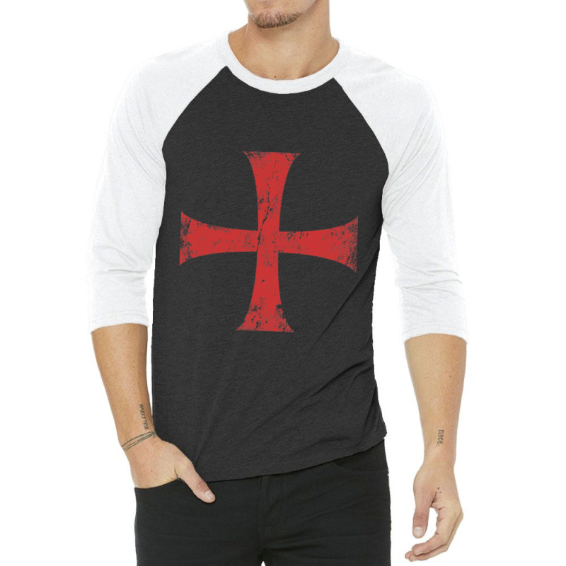 Distressed Crusader Knights Templar Cross Essentia 3/4 Sleeve Shirt | Artistshot