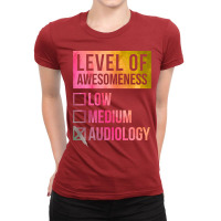 Funny Level Of Awesomeness Low Medium Gift Audiolo Ladies Fitted T-shirt | Artistshot