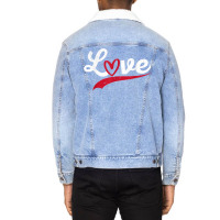 Love Typography Hearts Valentine's Day Lover Roman Unisex Sherpa-lined Denim Jacket | Artistshot