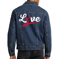 Love Typography Hearts Valentine's Day Lover Roman Men Denim Jacket | Artistshot