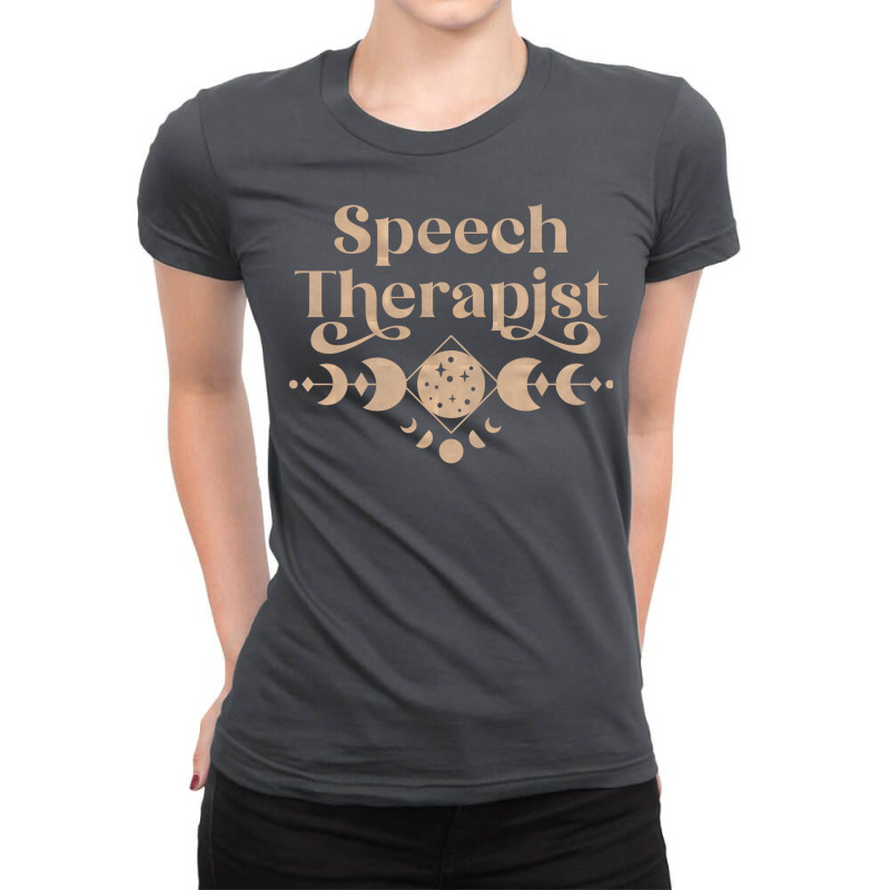 Speech Therapist Boho Colored Moon Phase Design Ladies Fitted T-Shirt by freezyaloiniv | Artistshot