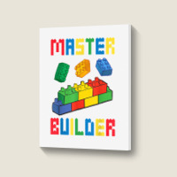 Brick Builder Funny Blocks Building Master Builder Portrait Canvas Print | Artistshot