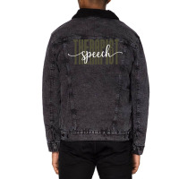 Speech Therapist Tall Font Contrast On Dark Design Unisex Sherpa-lined Denim Jacket | Artistshot