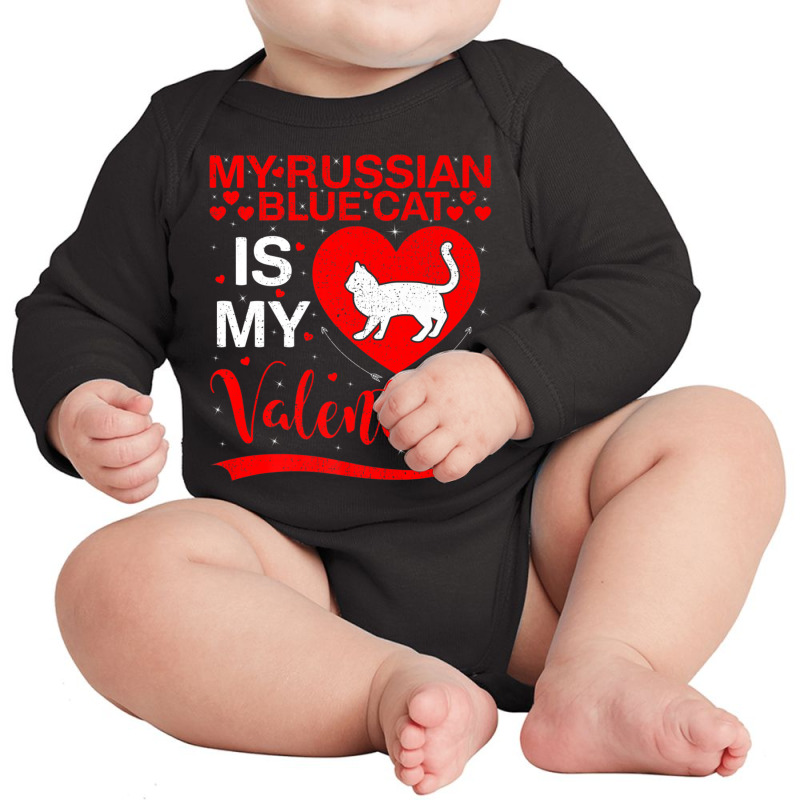 Russian Blue Cat Is My Valentine Heart Shape Cat V Long Sleeve Baby Bodysuit by kimblejoettaefd | Artistshot