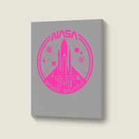 Space Shuttle Hot Pink Emblem Aesthetic Portrait Canvas Print | Artistshot