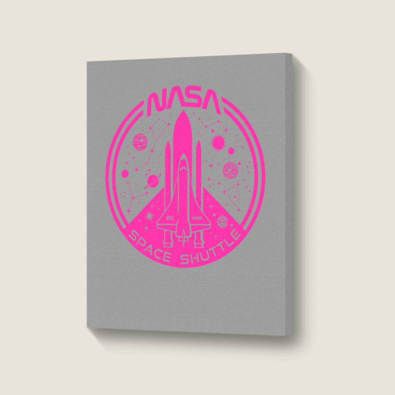 Space Shuttle Hot Pink Emblem Aesthetic Portrait Canvas Print | Artistshot