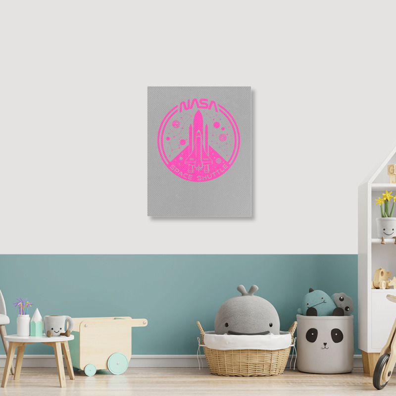 Space Shuttle Hot Pink Emblem Aesthetic Portrait Canvas Print | Artistshot