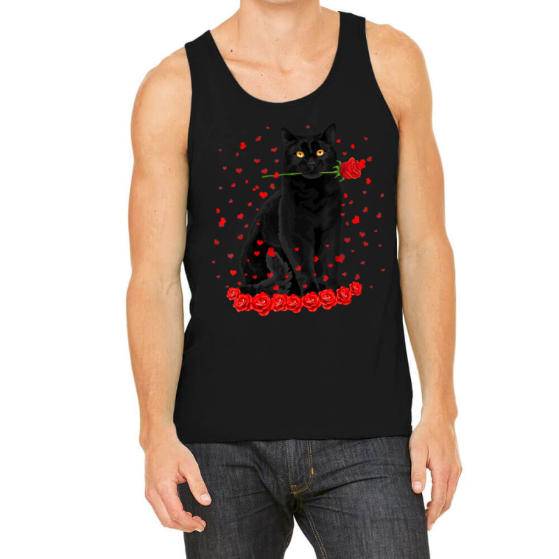 Black Cat With Red Roses Couples Valentine's Day W Tank Top by kimblejoettaefd | Artistshot