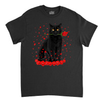 Black Cat With Red Roses Couples Valentine's Day W Classic T-shirt | Artistshot