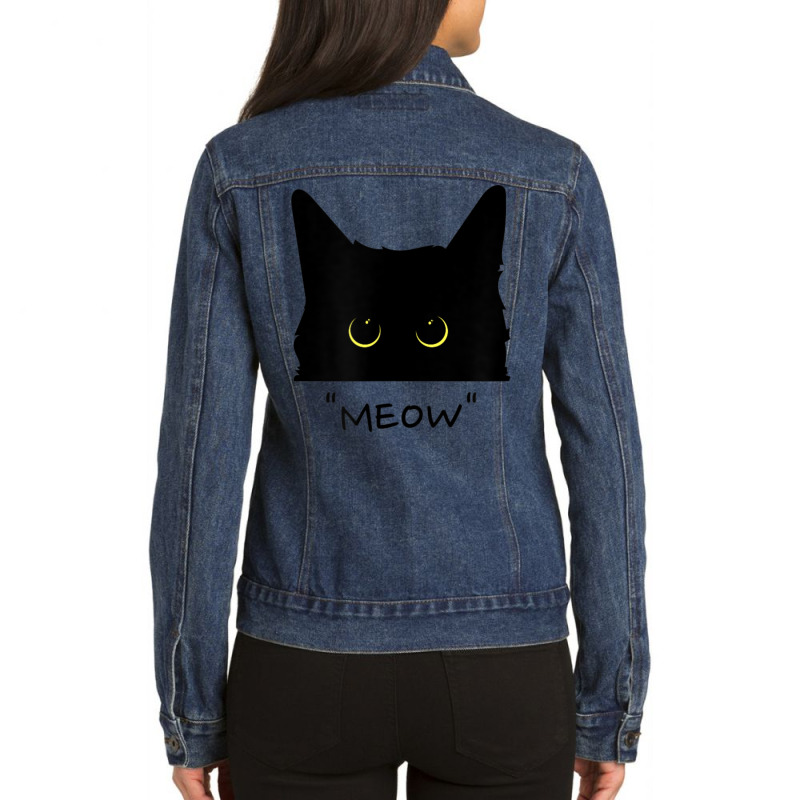 Cute Cat Meow, Cat Lover Meow Ladies Denim Jacket by spannmargarettrgy | Artistshot