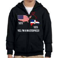 Half American Half Dominican Flag Combined Rd Usa Youth Zipper Hoodie | Artistshot