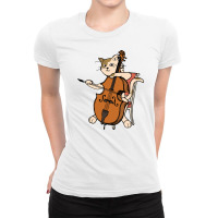 Cellist Cat Playing Cello Instrument Funny Gift For Violin Music Lover Ladies Fitted T-shirt | Artistshot