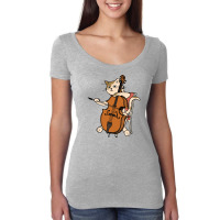 Cellist Cat Playing Cello Instrument Funny Gift For Violin Music Lover Women's Triblend Scoop T-shirt | Artistshot