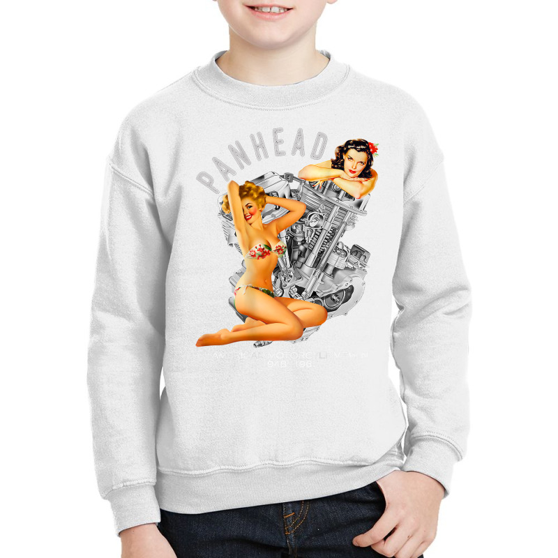 Hd Panhead Retro Pinup V Twin Engine Motorcycle 19 Youth Sweatshirt | Artistshot