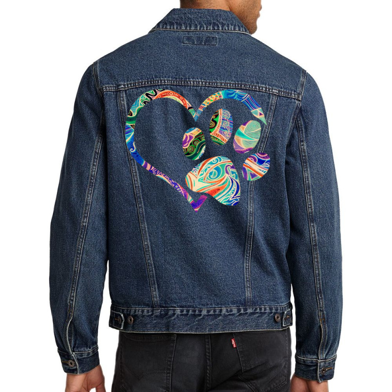 Pawprint Tie Dye Rainbow Inspired Dog Paw Print Gi Men Denim Jacket by hermesginderq | Artistshot