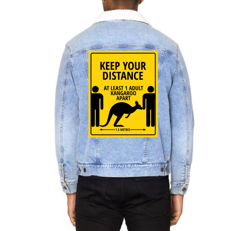 Please Keep At Least 1 Kangaroo Apart Unisex Sherpa-Lined Denim Jacket by hermesginderq | Artistshot