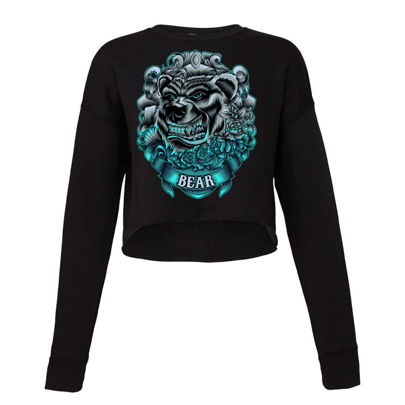 Angry Bear With Neon Color Cropped Sweater by marcianographic | Artistshot