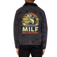 Mens Man I Love Fishing-shirt Fly Fish Fisherman B Unisex Sherpa-lined Denim Jacket | Artistshot