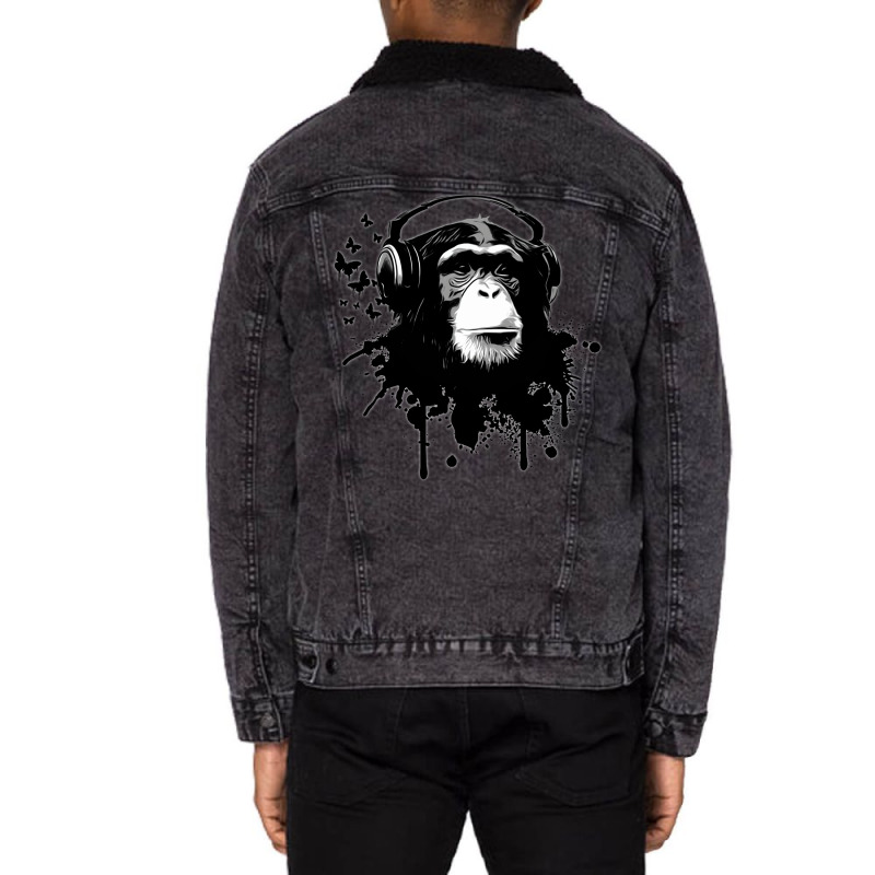 Monkey Business   Black Unisex Sherpa-Lined Denim Jacket by peickkerberk | Artistshot