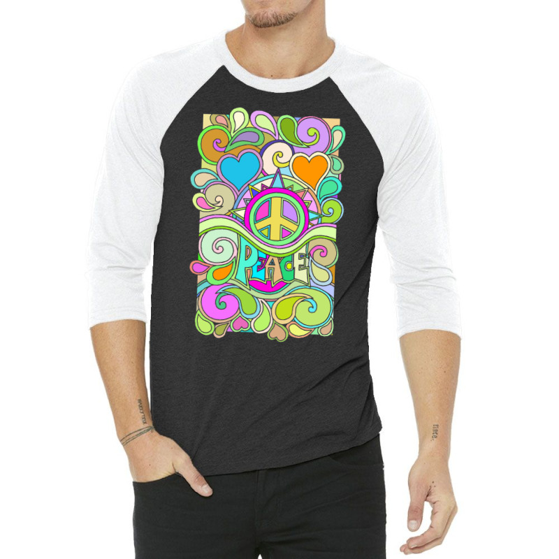 Psychedelic Hippy Retro Peace Art 1 3/4 Sleeve Shirt by hermesginderq | Artistshot