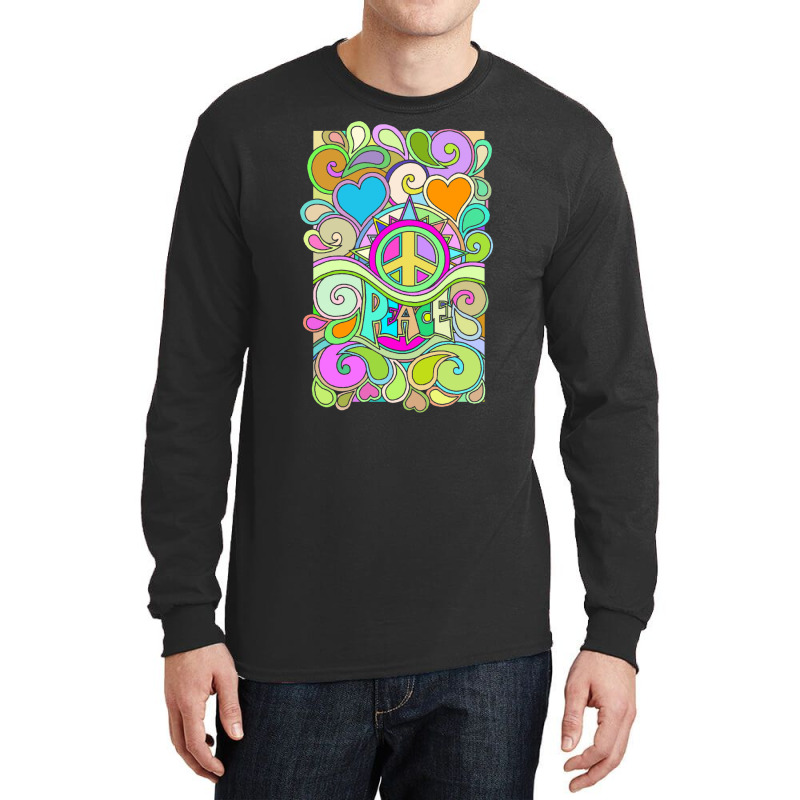 Psychedelic Hippy Retro Peace Art 1 Long Sleeve Shirts by hermesginderq | Artistshot