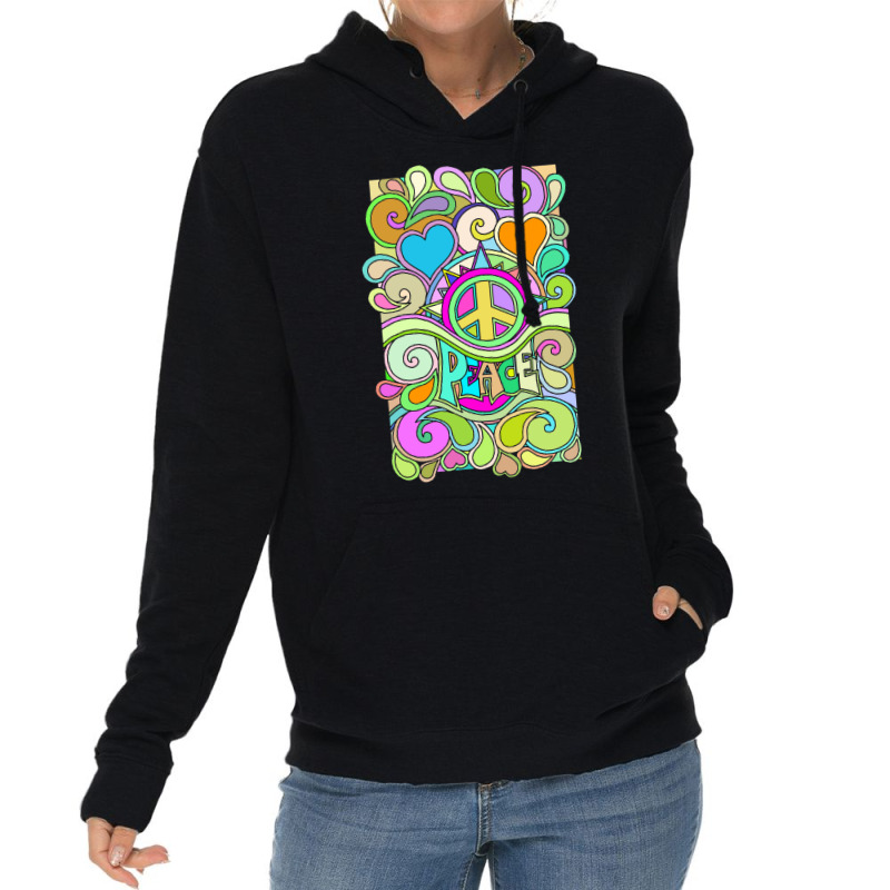 Psychedelic Hippy Retro Peace Art 1 Lightweight Hoodie by hermesginderq | Artistshot