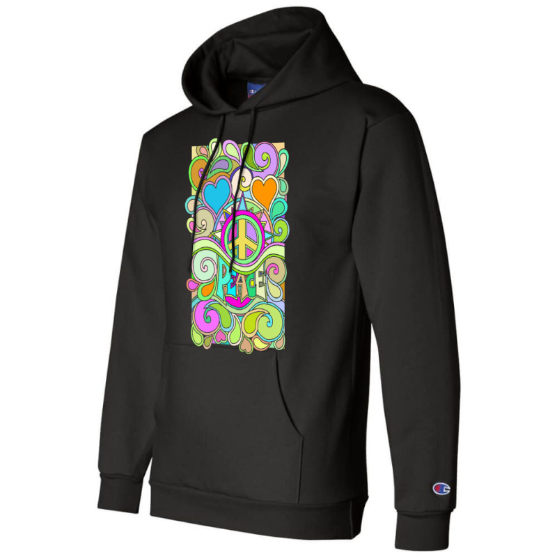 Psychedelic Hippy Retro Peace Art 1 Champion Hoodie by hermesginderq | Artistshot