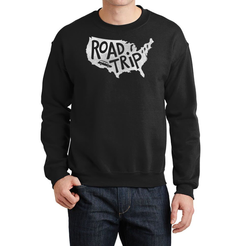 Road Trip Usa   Blue Crewneck Sweatshirt by hermesginderq | Artistshot