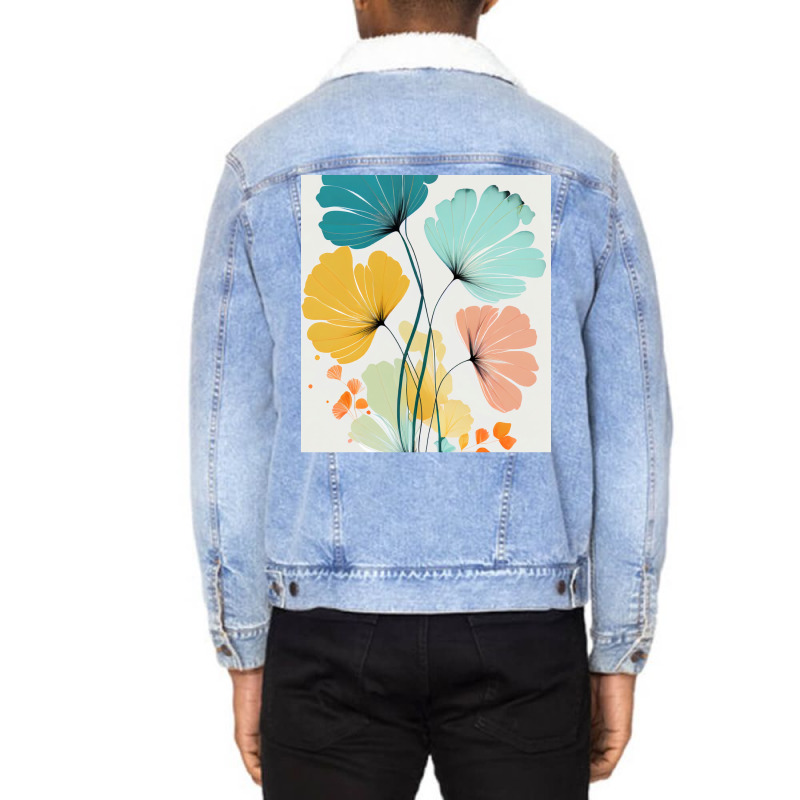 Ryleigh   Watercolor Flowers Abstract Painting Pat Unisex Sherpa-Lined Denim Jacket by hermesginderq | Artistshot