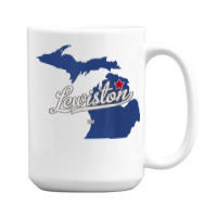 Lewiston Michigan Mi Map T Shirt 15 Oz Coffee Mug | Artistshot