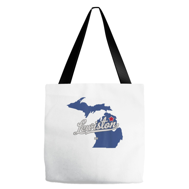 Lewiston Michigan Mi Map T Shirt Tote Bags | Artistshot