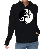 Ying Yang Cats   Black & White Lightweight Hoodie | Artistshot