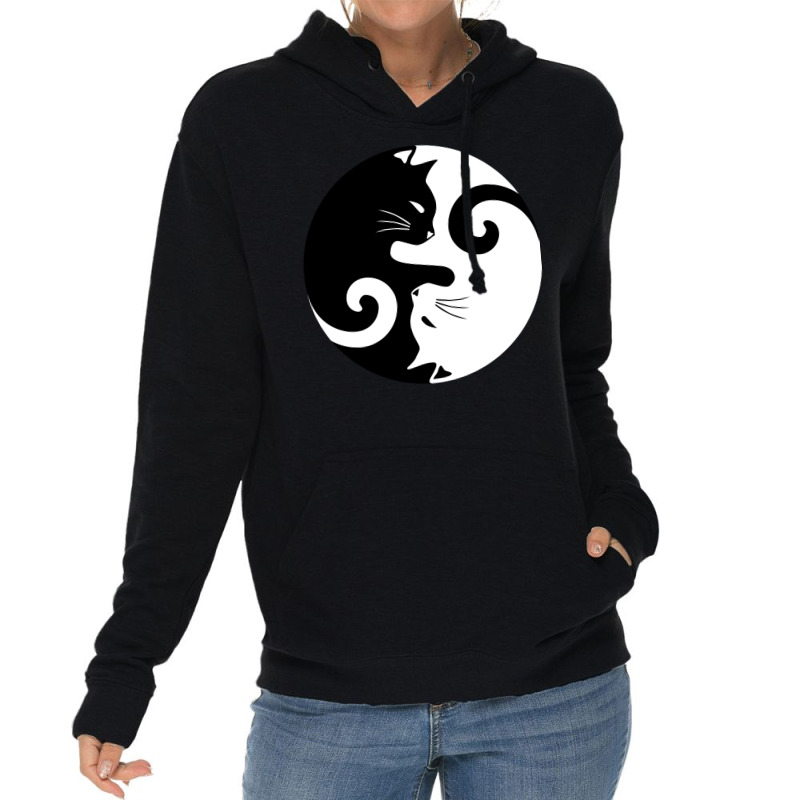 Ying Yang Cats   Black & White Lightweight Hoodie by hermesginderq | Artistshot