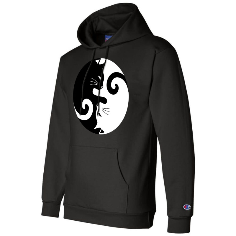 Ying Yang Cats   Black & White Champion Hoodie by hermesginderq | Artistshot