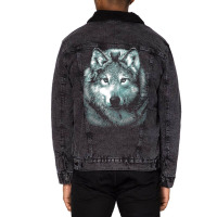 Wolf Face 1 Unisex Sherpa-lined Denim Jacket | Artistshot