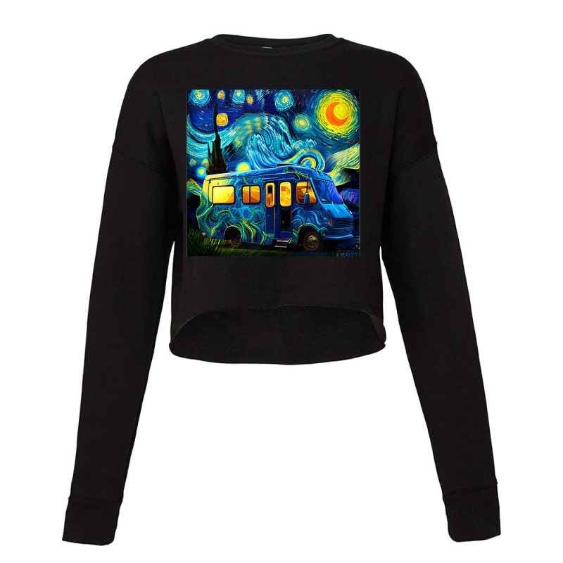 Caravan Camping Rv Trailer Van Starry Night Van Go Cropped Sweater by wafaha | Artistshot